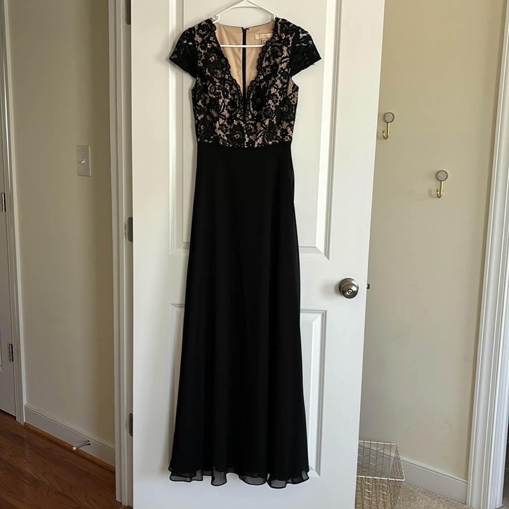 Aidan Mattox Black and Nude Gown